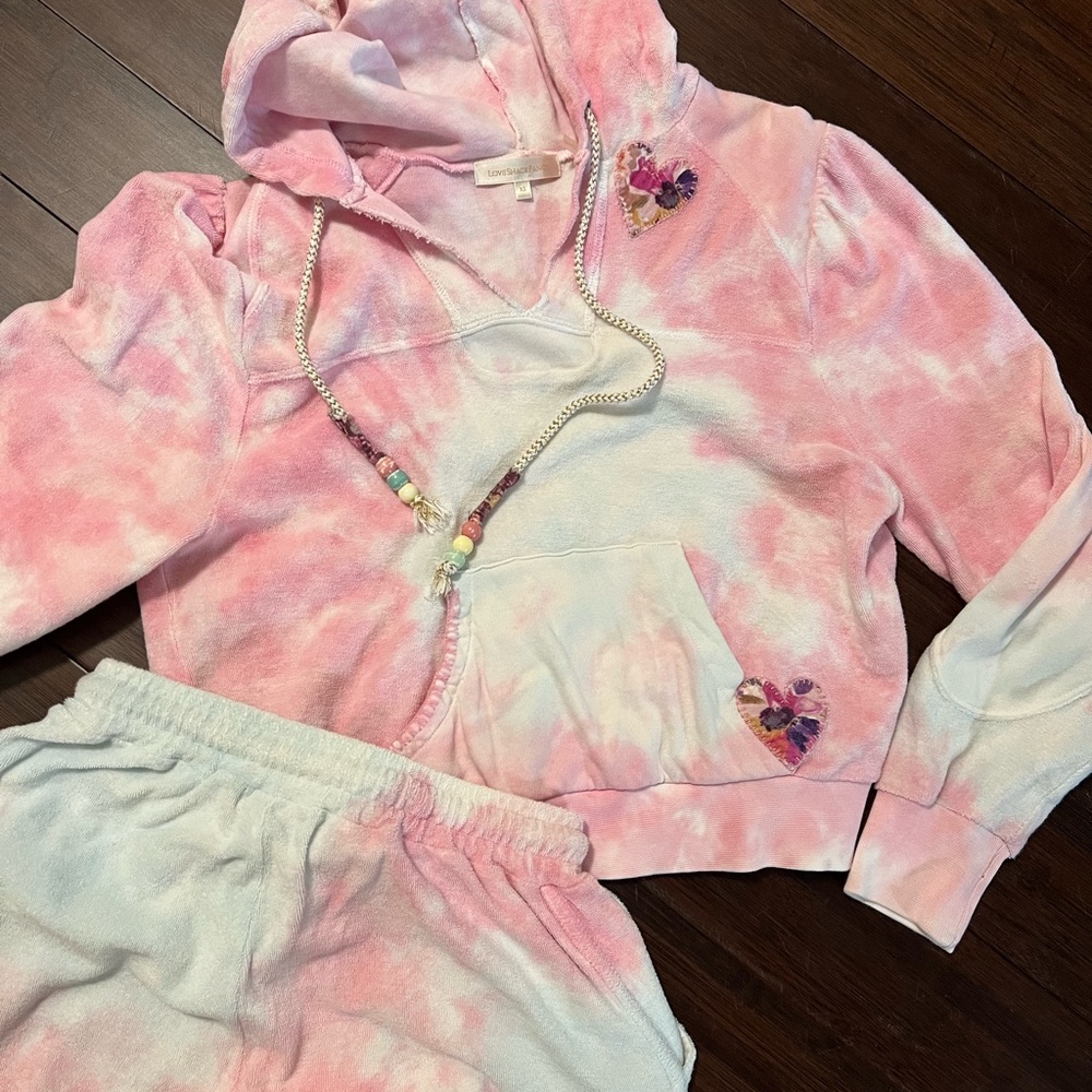 LoveShackFancy tie-dye hoodie & shorts set